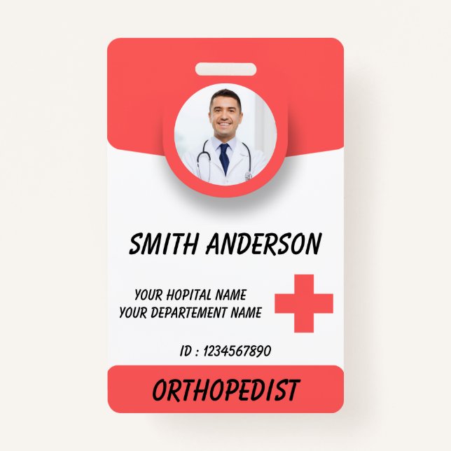 Blue Hospital Logo Employee Photo ID Badge Ausweis (Vorderseite)