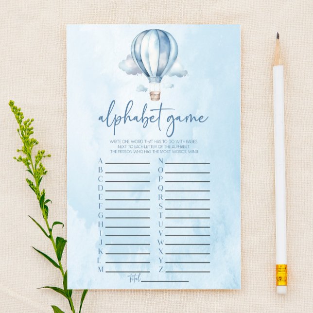 Blue Hot Air Ballon Alphabet Baby Showspiel (Von Creator hochgeladen)