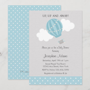Blue Hot Air Ballon Baby Dusche Einladung