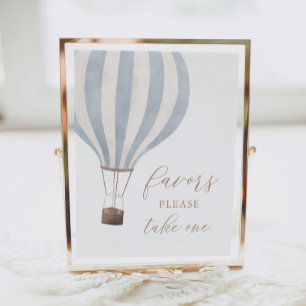 Blue Hot Air Ballon Baby Dusche Favorit Schild