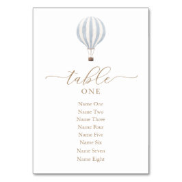 Blue Hot Air Ballon Baby Dusche Tischnummer