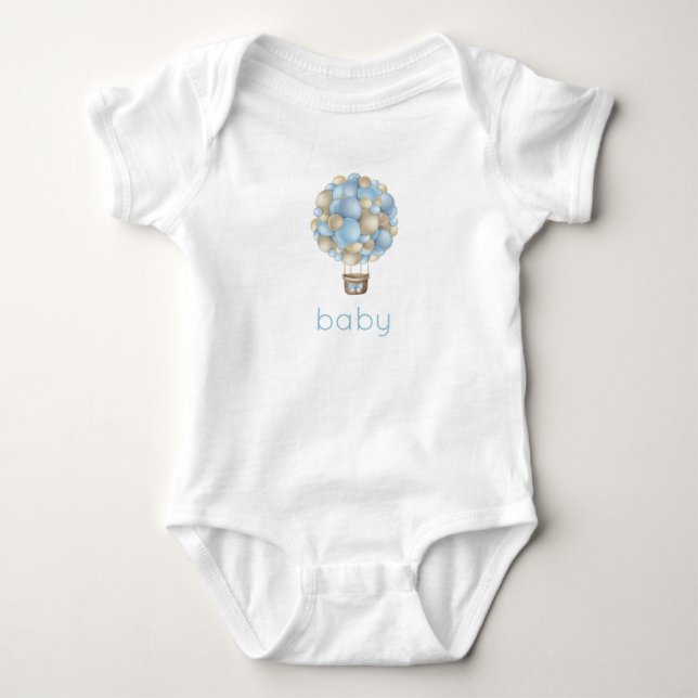 Blue Hot Air Ballon Baby Strampler (Vorderseite)