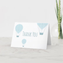 Blue Hot Air Ballon | Babydusche Dankeschön Karte
