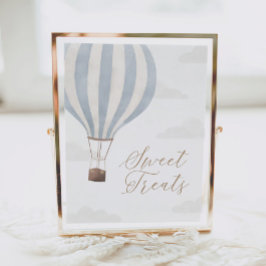 Blue Hot Air Ballon Birthday Sweet Leckereien Unte Poster