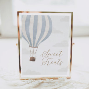 Blue Hot Air Ballon Birthday Sweet Leckereien Unte Poster