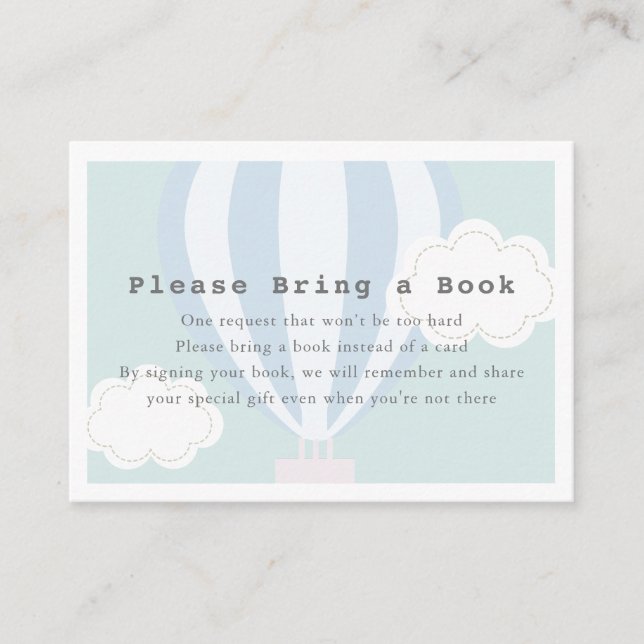Blue Hot Air Ballon Bitte buchen Begleitkarte (Vorderseite)