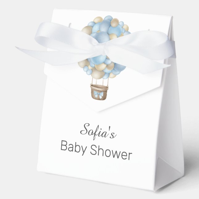 Blue Hot Air Ballon Boy Baby Dusche Geschenkschachtel (Vorderseite)