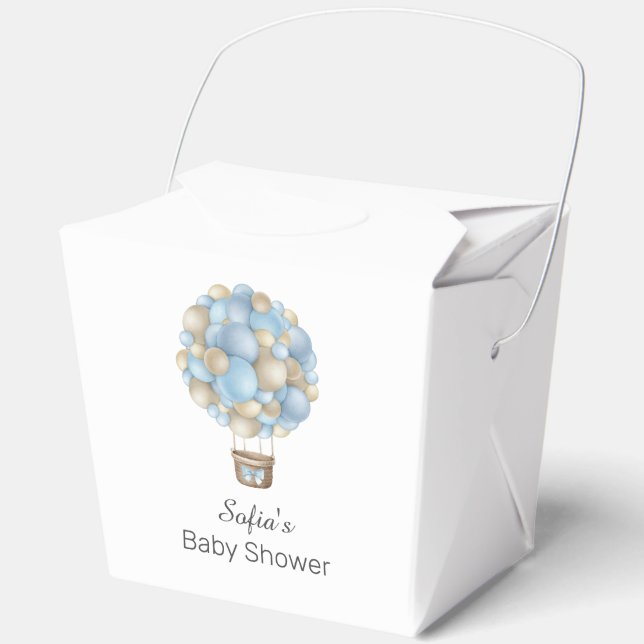 Blue Hot Air Ballon Boy Baby Dusche Geschenkschachtel (Vorderseite)