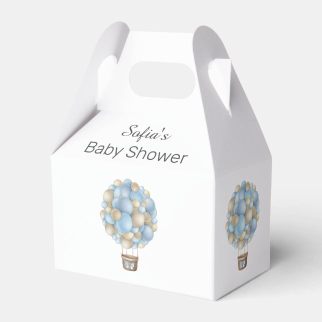 Blue Hot Air Ballon Boy Baby Dusche Geschenkschachtel (Vorderseite)