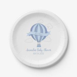 Blue Hot Air Ballon Boy Baby Dusche Papier Teller