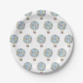Blue Hot Air Ballon Boy Baby Dusche Pappteller