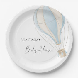 Blue Hot Air Ballon Boy Baby Dusche Pappteller