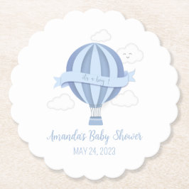 Blue Hot Air Ballon Boy Baby Dusche Untersetzer