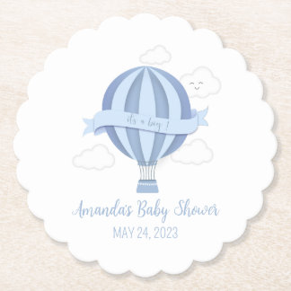 Blue Hot Air Ballon Boy Baby Dusche Untersetzer