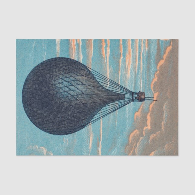 Blue Hot Air Ballon Decoupage Seidenpapier (Vorderseite)