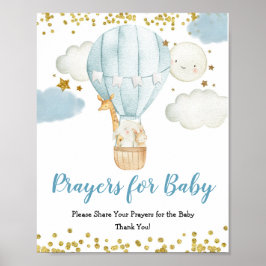 Blue Hot Air Ballon Gebete für Baby-Zeichen Poster