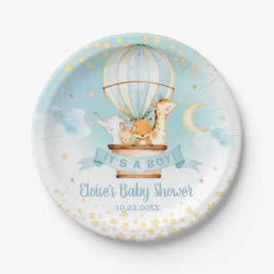 Blue Hot Air Ballon Niedlicher Tiere Boy Baby Dusc Pappteller