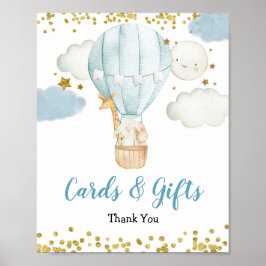 Blue Hot Air Ballon Tiere Karte & Geschenke Zeiche Poster