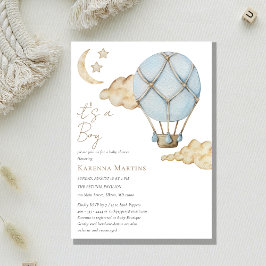 Blue Hot Air Ballon White Es ist ein Baby Dusche Einladung