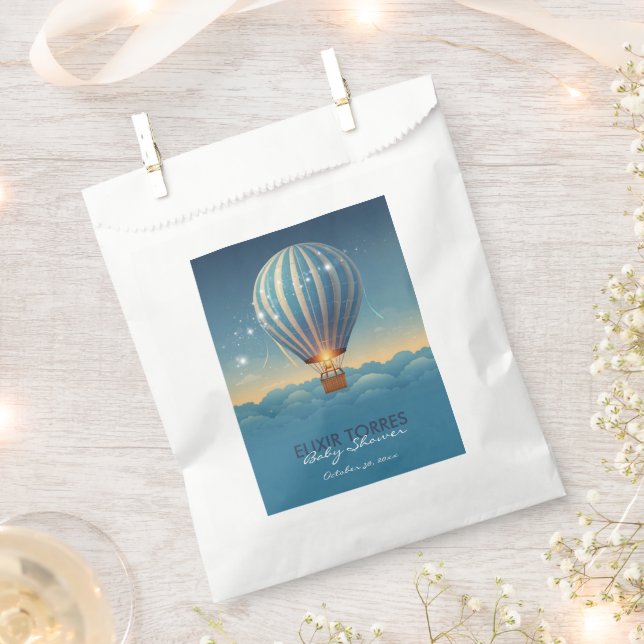 Blue Hot Air Balloon Adventure erwartet Baby Showe Geschenktütchen (Ausgeschnitten)