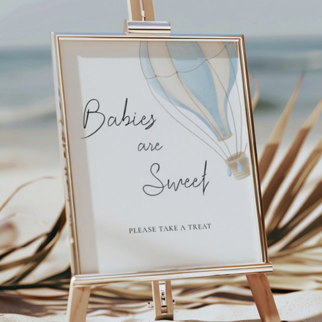 Blue Hot Air Balloon Baby Dusche Babys sind süß Poster (Von Creator hochgeladen)