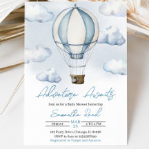 Blue Hot Air Balloon Baby Dusche