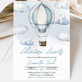 Blue Hot Air Balloon Baby Dusche Einladung