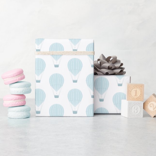Blue Hot Air Balloon Baby Dusche Geschenkpapier (Babyparty)