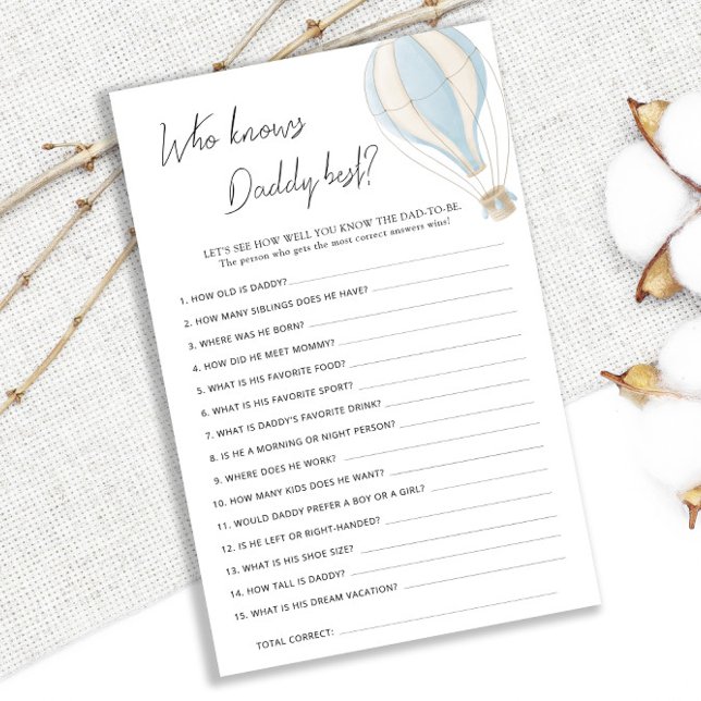 Blue Hot Air Balloon Baby Dusche kennt Daddy Best (Von Creator hochgeladen)