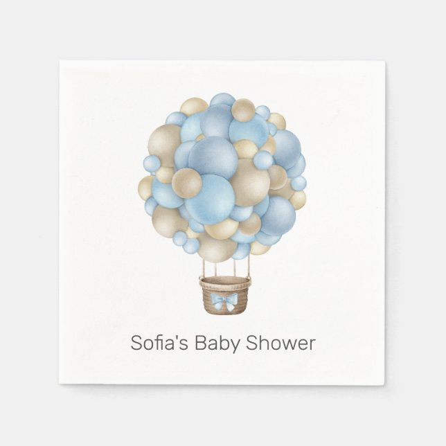 Blue Hot Air Balloon Baby Dusche Serviette (Vorderseite)