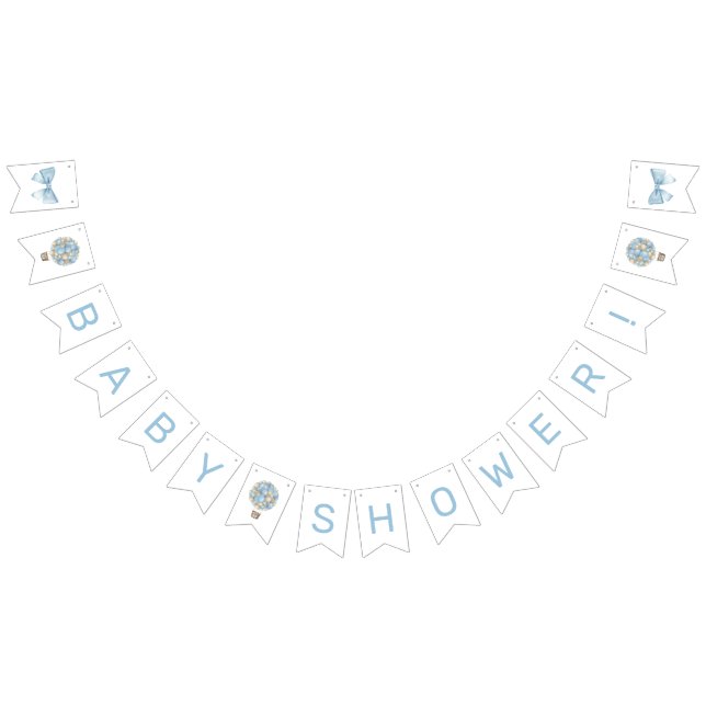 Blue Hot Air Balloon Baby Dusche Wimpelkette (Alle)