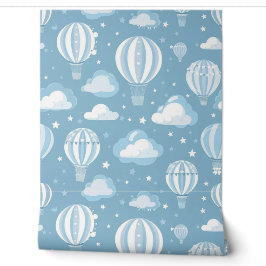 Blue Hot Air Balloon Baby Kinderzimmer Tapete