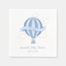 Blue Hot Air Balloon Baby Showdusche Napkins