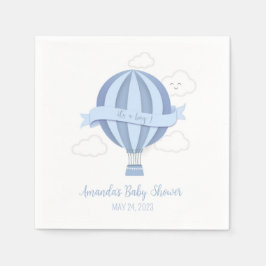 Blue Hot Air Balloon Baby Showdusche Napkins Serviette