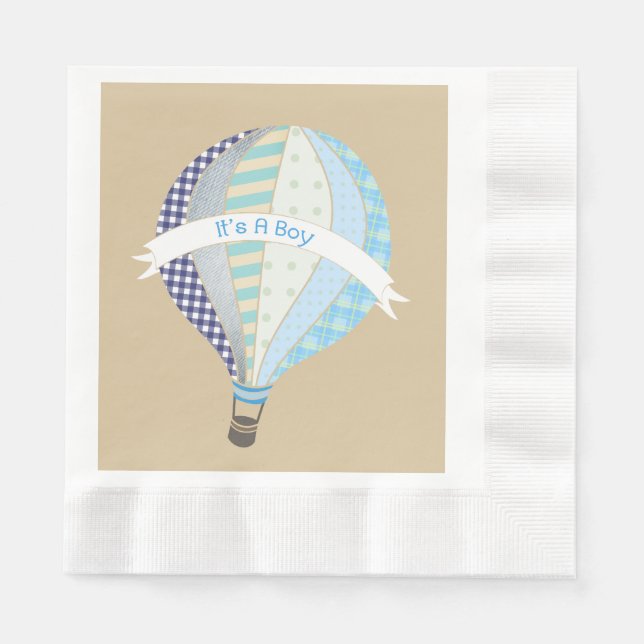 Blue Hot Air Balloon Baby Showdusche Napkins Serviette (Vorderseite)