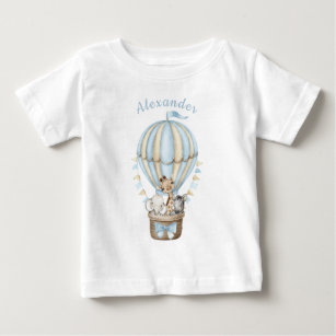 Blue Hot Air Balloon Safari Tiere 1. Geburtstag Baby T-shirt