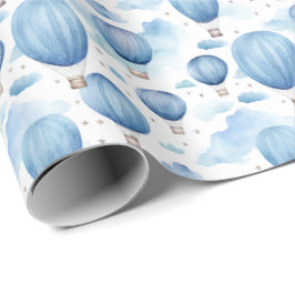Blue Hot Air Balloon Sky for Baby Boy Nursery Geschenkpapier