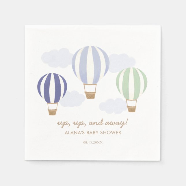 Blue Hot Air Balloons Boy Baby Dusche Serviette (Vorderseite)