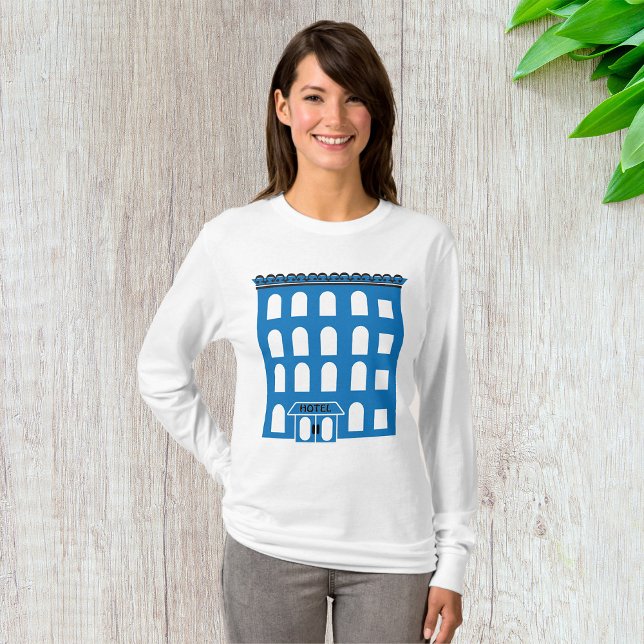 Blue Hotel Gebäude Womens Long Sleeve T-Shirt (Von Creator hochgeladen)