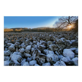 Blue hour in volcanic region of France Poster