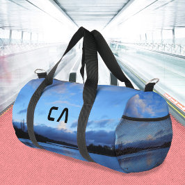 Blue Hour Lake Monogram Foto Travel Duffle Bag
