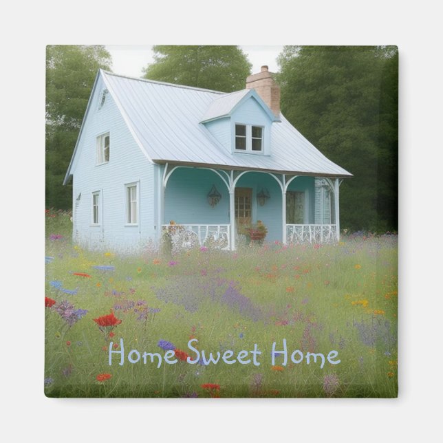Blue House Housewarming Magnet (Vorne)