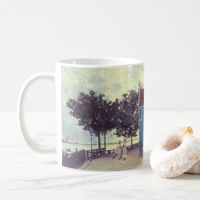 Blue House in Zaandam von Claude Monet Kaffeetasse (Mit Donut)