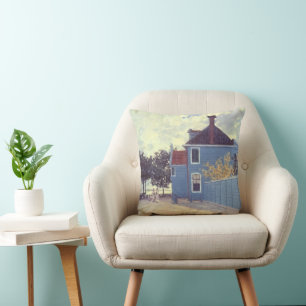 Blue House in Zaandam von Claude Monet Kissen