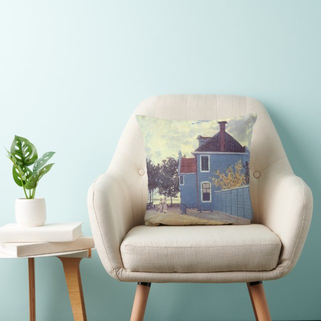 Blue House in Zaandam von Claude Monet Kissen (Stuhl )