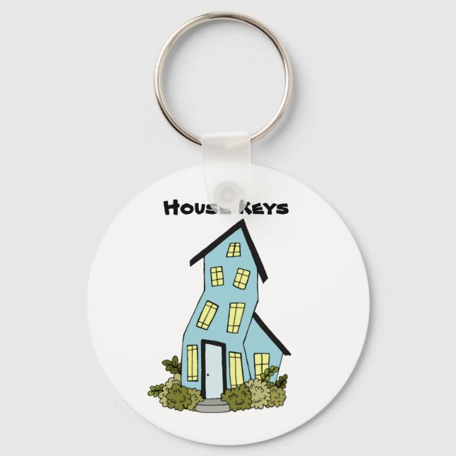 Blue House Keys Niedlicher Schlüsselanhänger (Vorderseite)
