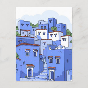 Blue Houses in Chefchaouen Marokko Reisen Postkarte