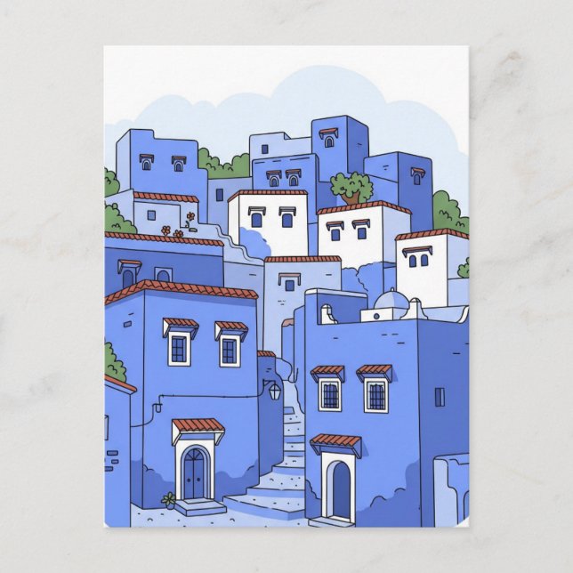 Blue Houses in Chefchaouen Marokko Reisen Postkarte (Vorderseite)