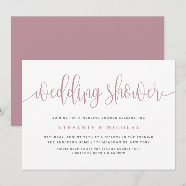 Blue Hübsch Calligraphy Polterabend Einladung (Vorne/Hinten)