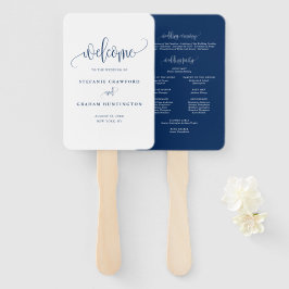 Blue Hübsch Calligraphy Script Wedding Program Fächer